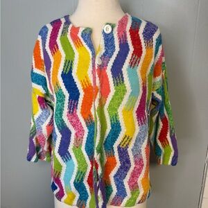 Design Options by Phillip & Jane Gordon.zigzag Cardigan missing a button. Large